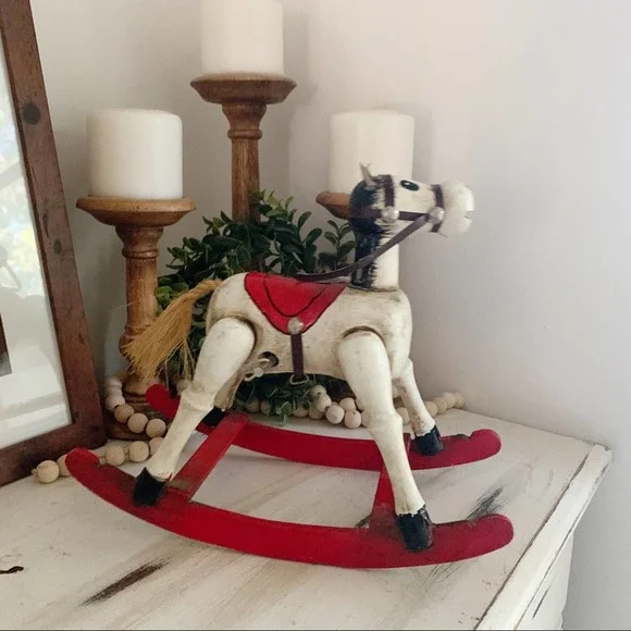Vintage ‘79 ENESCO Christmas Wooden rocking horse music box - Picture 2 of 8